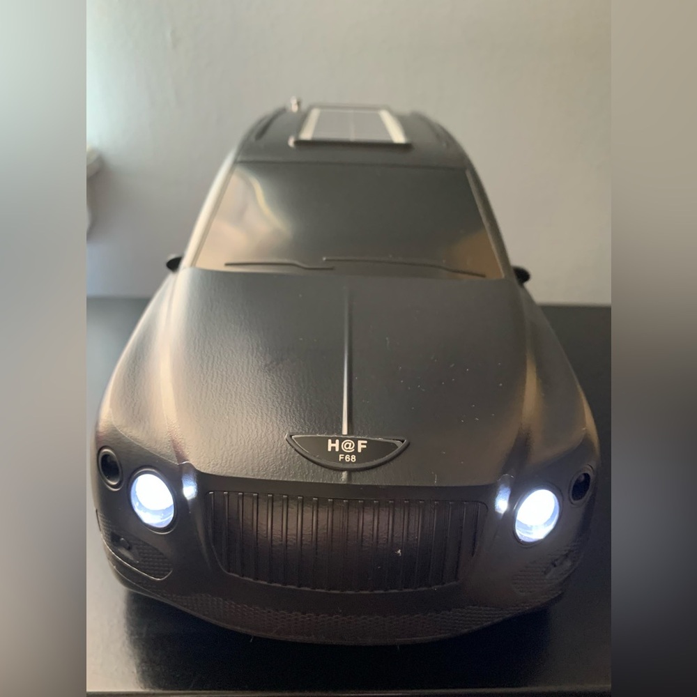 H@F F68 Matte Black Toy Car bluethoth speaker with Working Headlights.